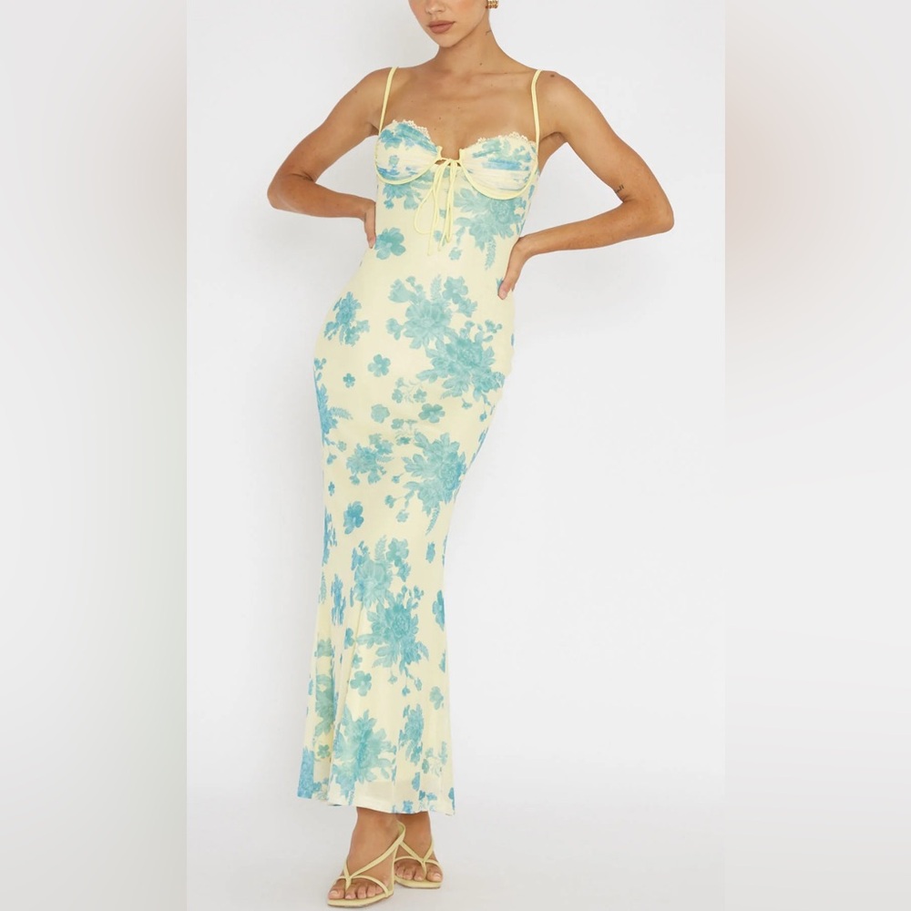 Selfie Leslie Fortune Lace Trim Mesh Dress Floral M S